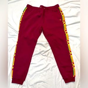 NWOT D’Iyanu Burgundy African-inspired Sweatpants